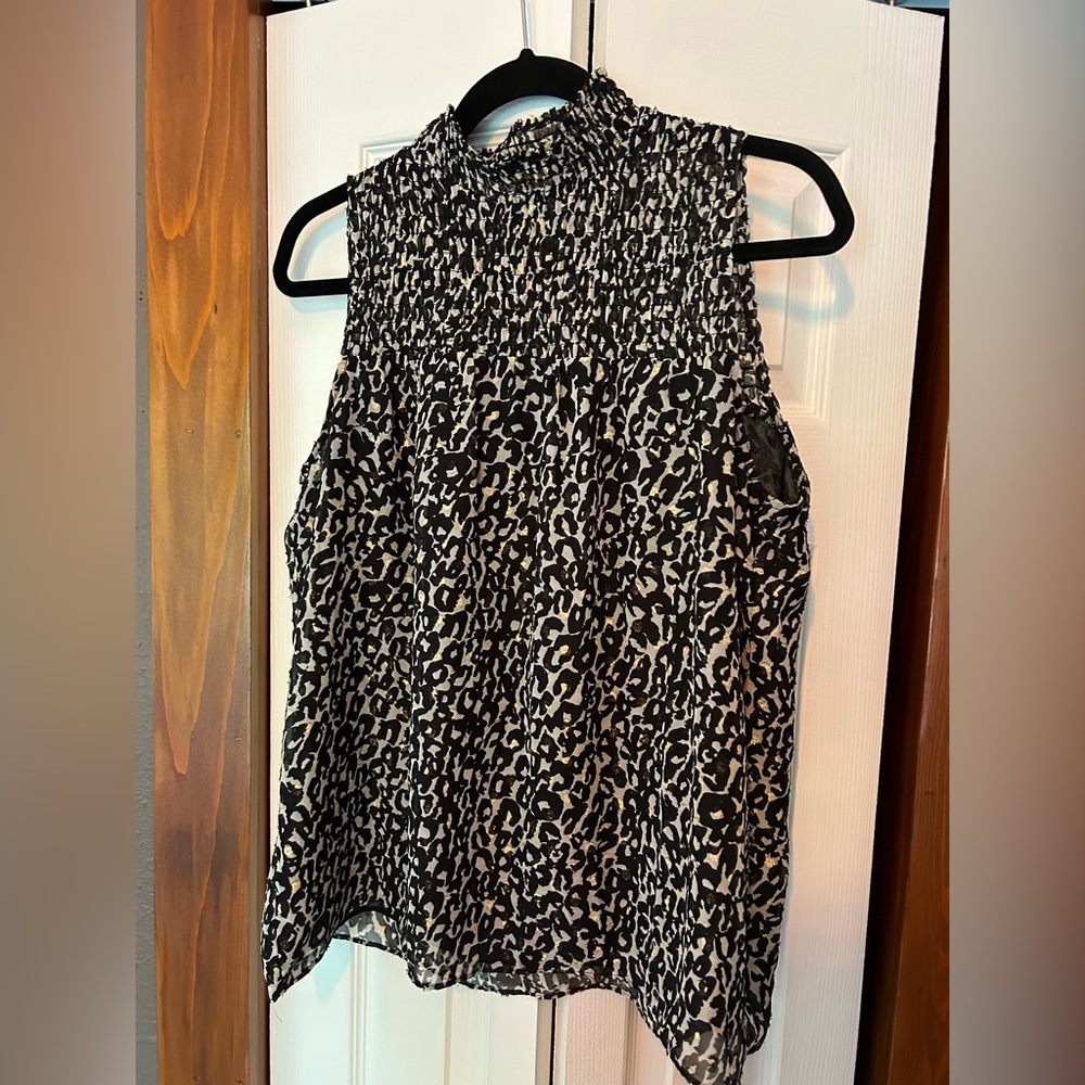 Animal print sleeveless blouse
